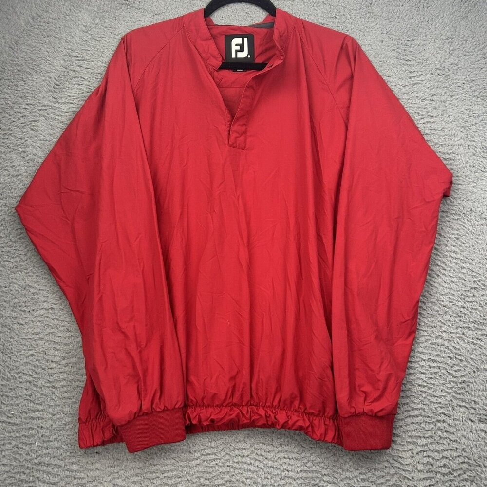 Footjoy Windbreaker Golf Pullover Size Medium Regular Mens Red Snap Lightweight